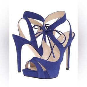 Guess Hedday Y2K dark blue suede strappy pump heels